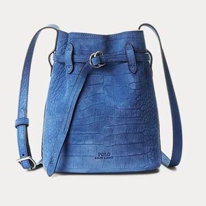 Polo Ralph Lauren Bellport Croc-Embossed Mini Bucket Bag